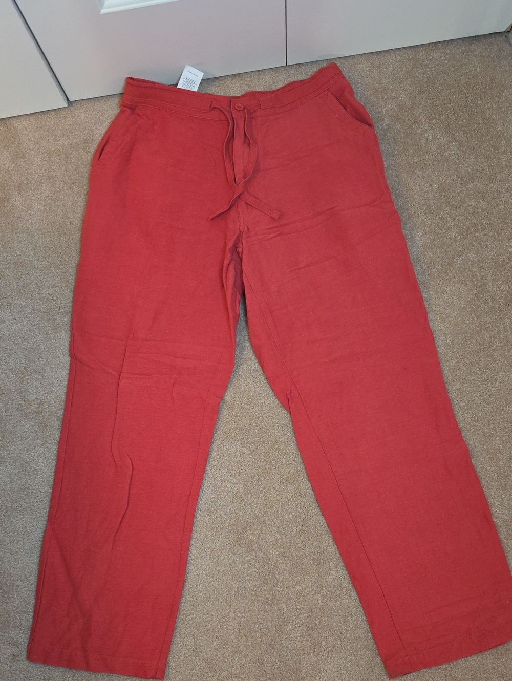 Cubavera Men's Red Drawstring Linen-Blend Joggers
